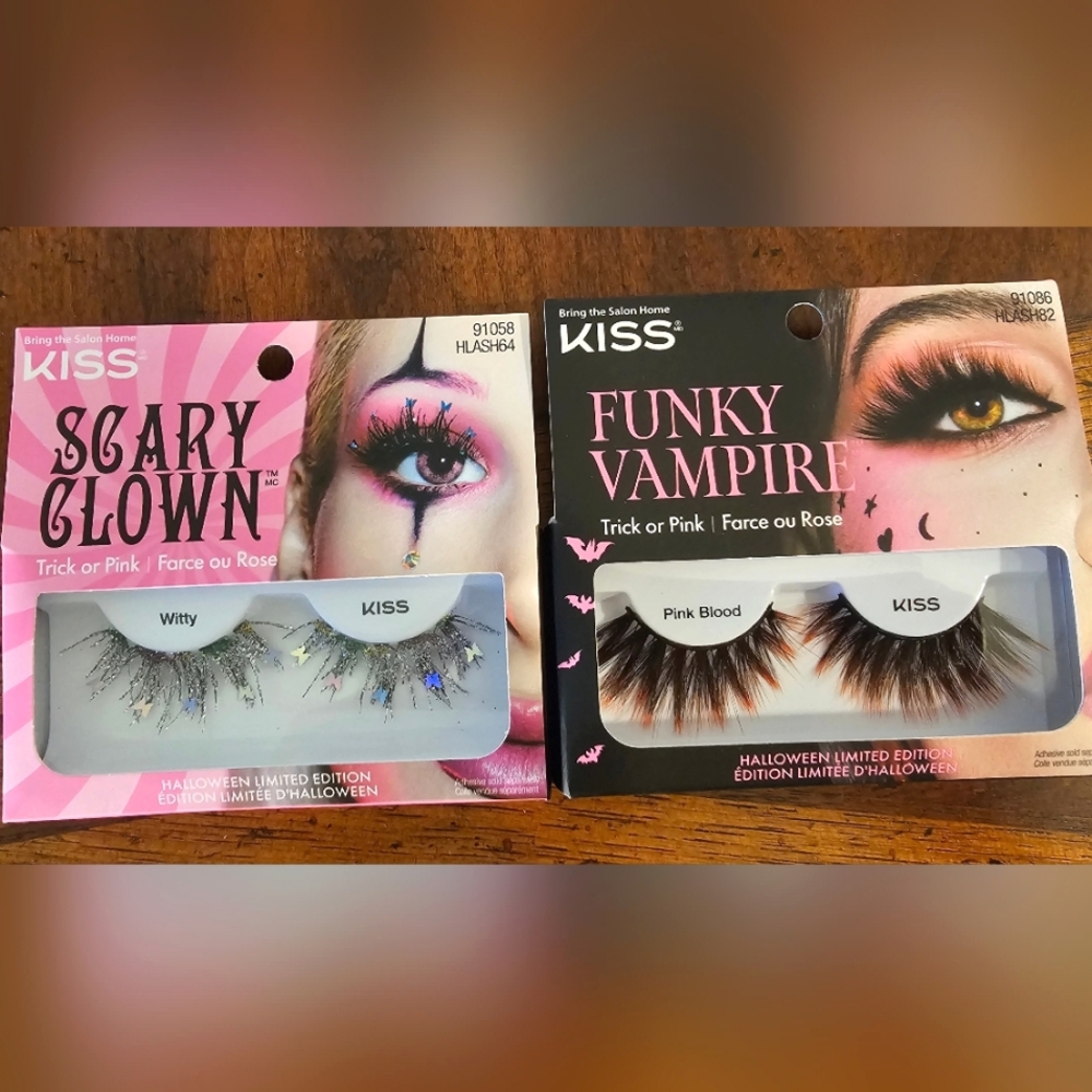 NWT-Kiss-Halloween-False Lashes-Clown & Vampire Lash Bundle-2 Packs